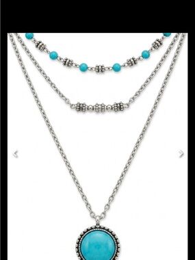 Triple-Layer Turquoise Pendant Necklace for Women